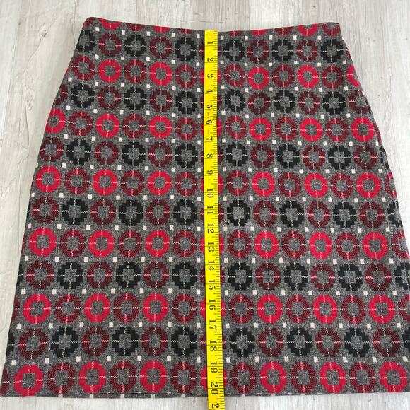 Talbots Wool Blend Pencil Skirt Red Gray Black Lined Warm Short Academia Preppy - Picture 10 of 13